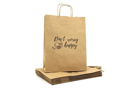Torba papierowa duża Don't Worry pakiet 10szt