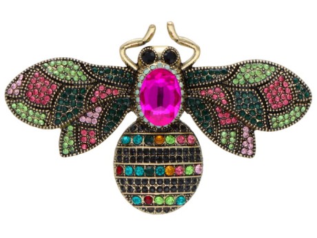 Broszka ozdobna duża z kolorowymi cyrkoniami