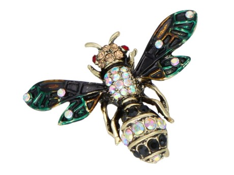 Broszka ozdobna Pszczoła z cyrkoniami, czerwone oczy