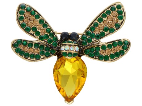 Broszka ozdobna z cyrkoniami zielone skrzydełka