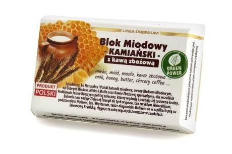 Blok Miodowy Kamiański z kawą zbożową 100g Premium