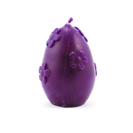 Świeca Woskowa Jajko z Kwiatami Fioletowe