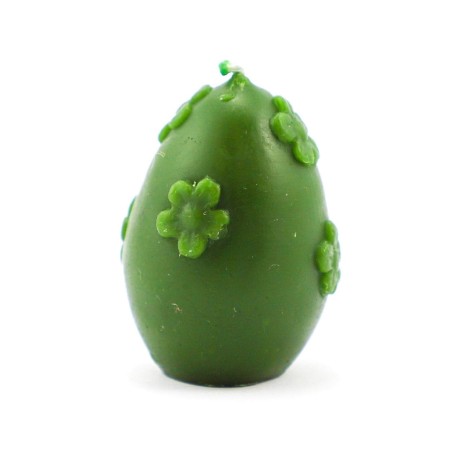 Świeca Woskowa Jajko z Kwiatami Zielone