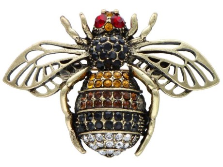 Broszka/wisiorek Pszczoła z kolorowymi cyrkoniami