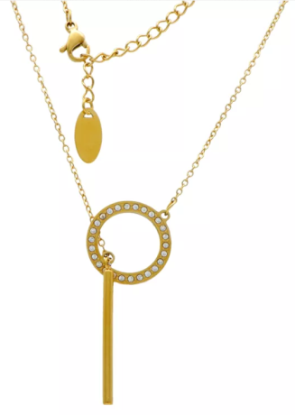 Naszyjnik ze stali chirurgicznej kółko z cyrkoniami