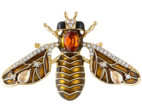 Broszka owad z cyrkoniami, brązowe skrzydełka